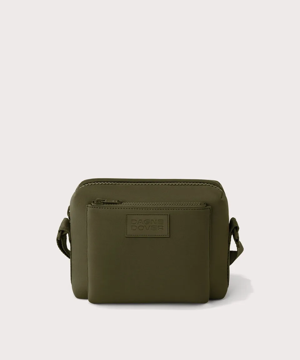 dagne-dover-micah-crossbody-in-dark-moss-lightweight-neoprene-crossbody-bag image 1