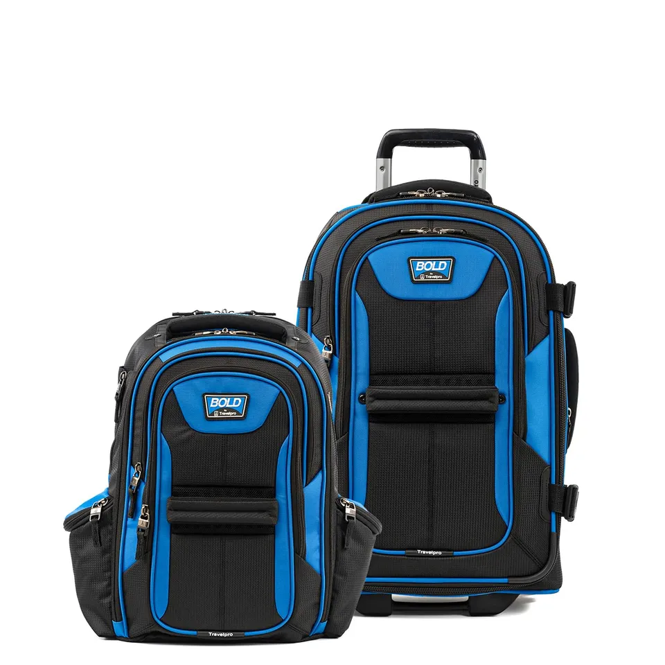 travelpro-bold-softside-2-piece-set-22-expandable-2-wheel-carry-on-backpack-blue image 1