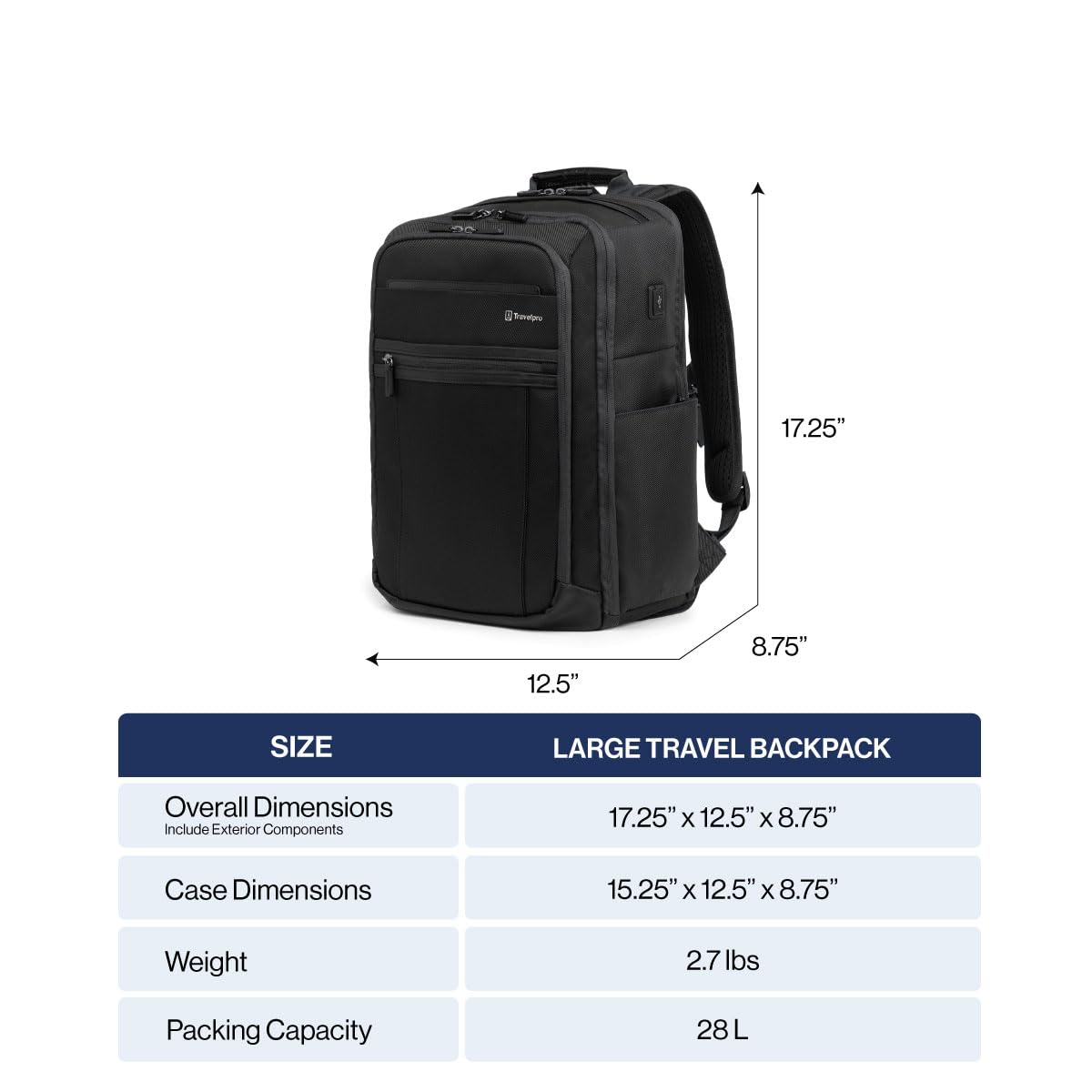 travelpro-crew-executive-choice-3-large-backpack-28l-with-usb-a-c-ports-fits-15- image 3