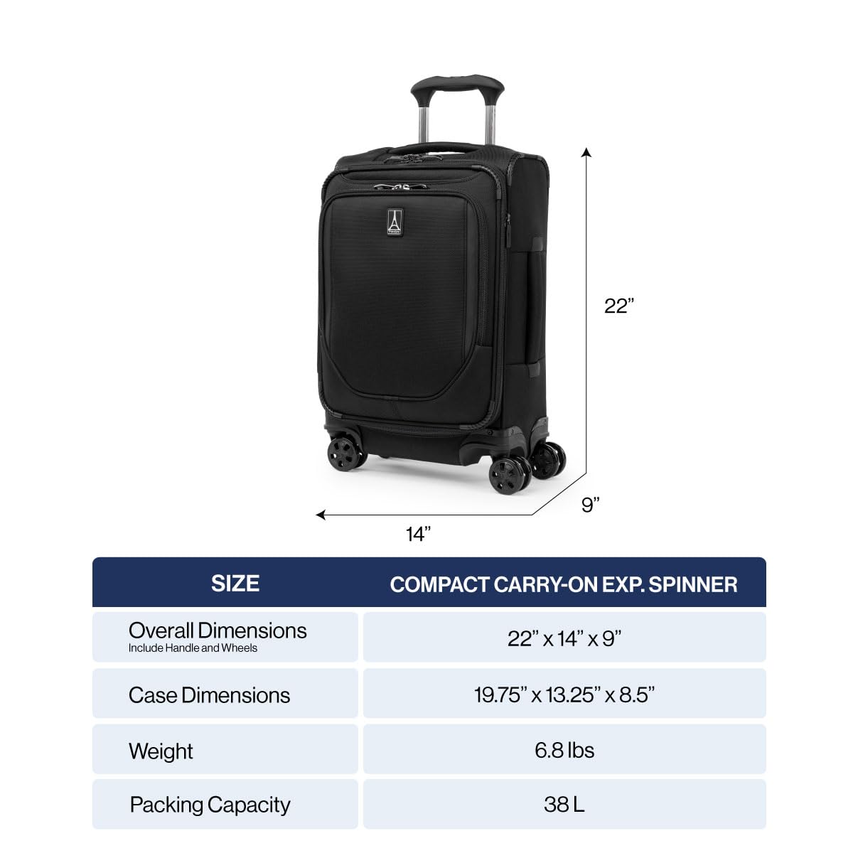 travelpro-crew-classic-lightweight-softside-expandable-carry-on-luggage-8-wheel- image 2