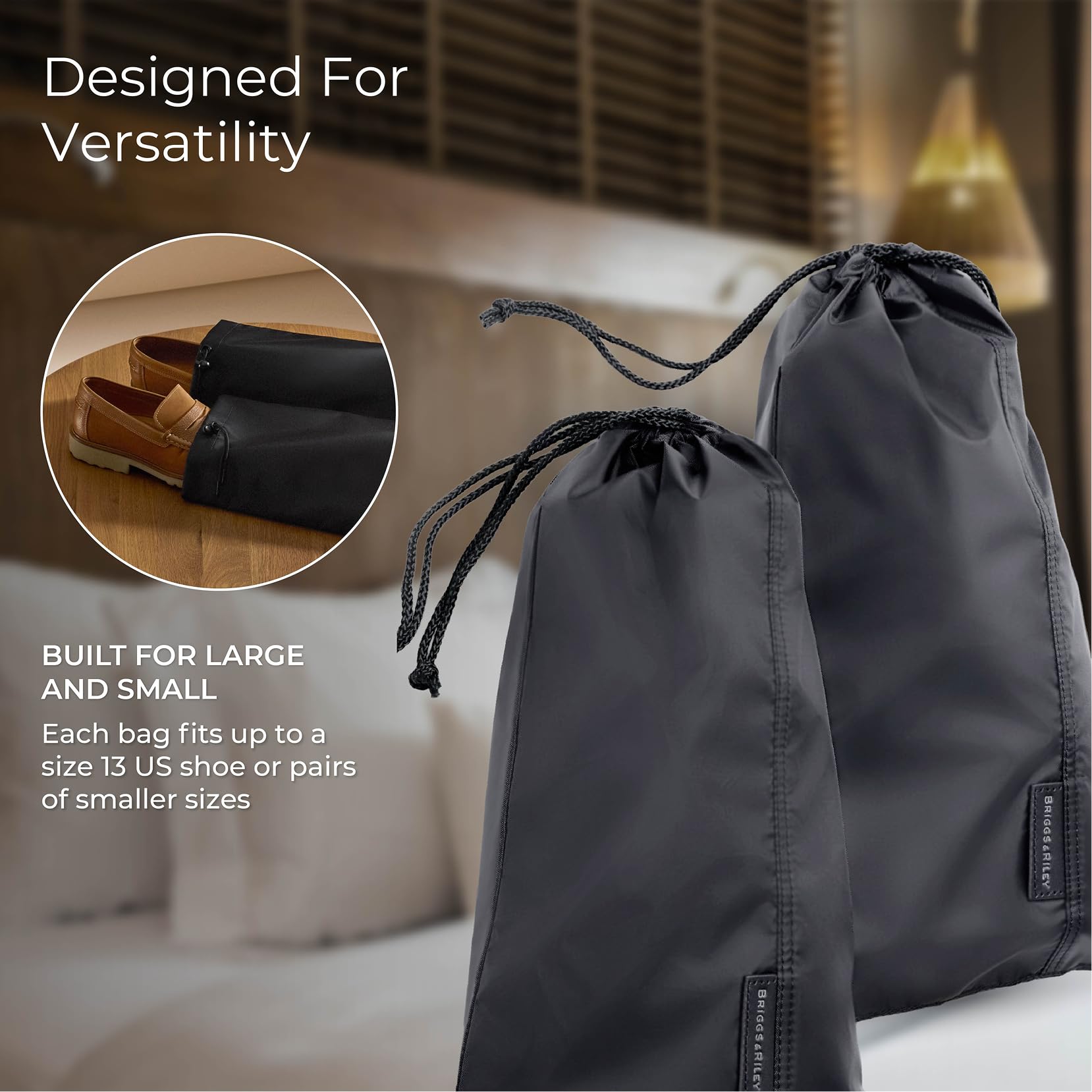briggs-riley-travel-laundry-bag-with-drawstring-shoe-covers-pack-of-3-black image 6