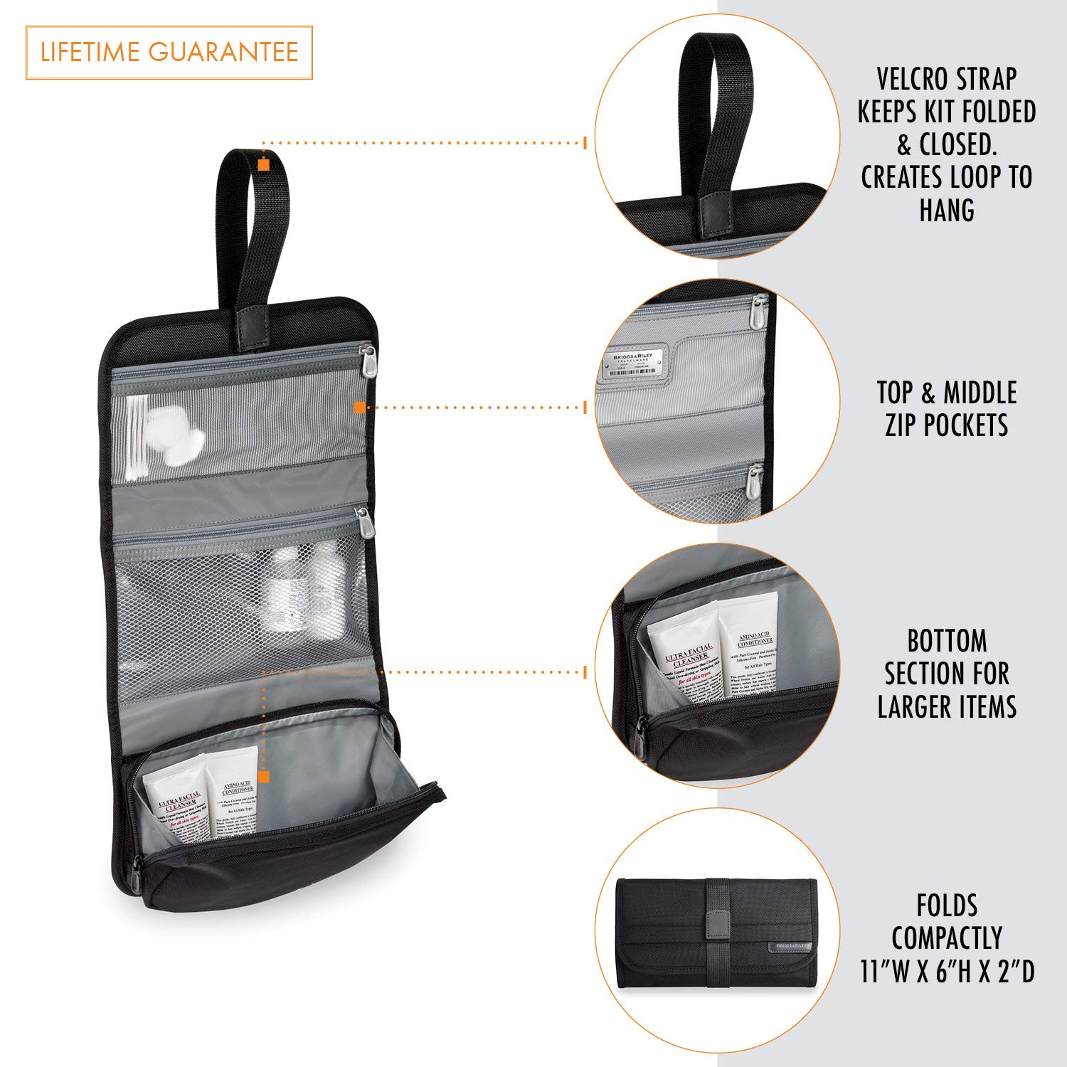 briggs-riley-baseline-compact-toiletry-kit-tri-fold-travel-organizer-with-wet-dr image 2