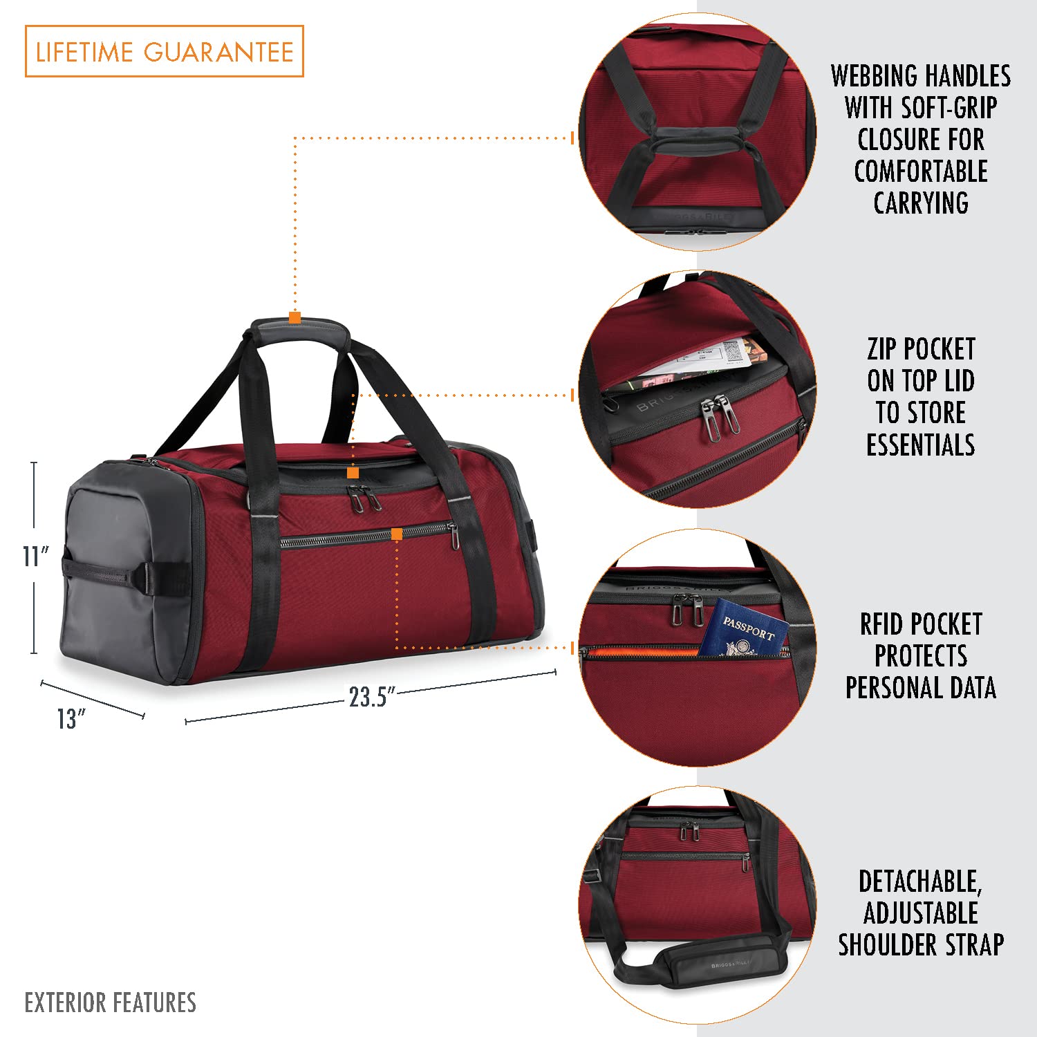 briggs-riley-zdx-large-duffle-bag-brick-one-size-carry-on-duffle-with-wet-dry-po image 2