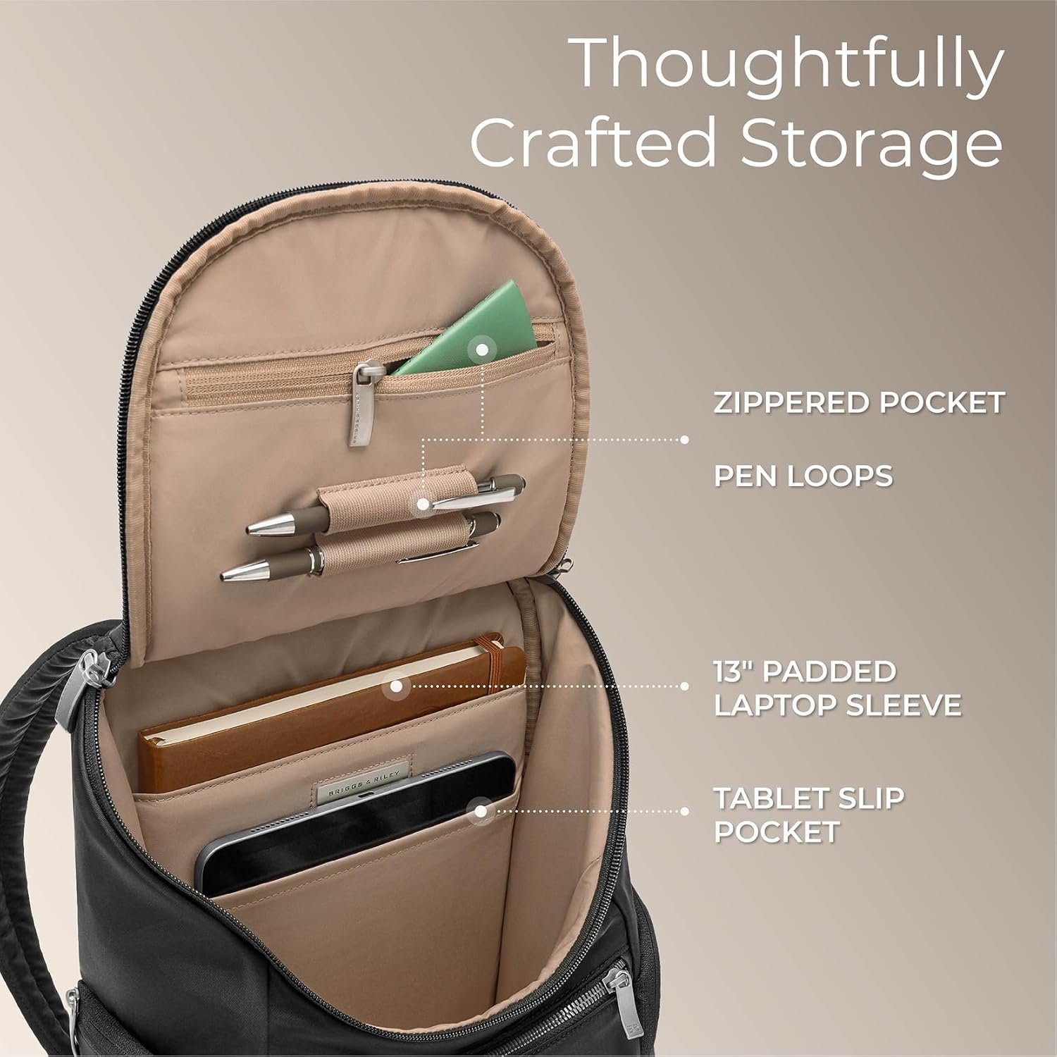briggs-riley-u-zip-backpack-rhapsody-collection-black-carry-on-size-personal-ite image 3