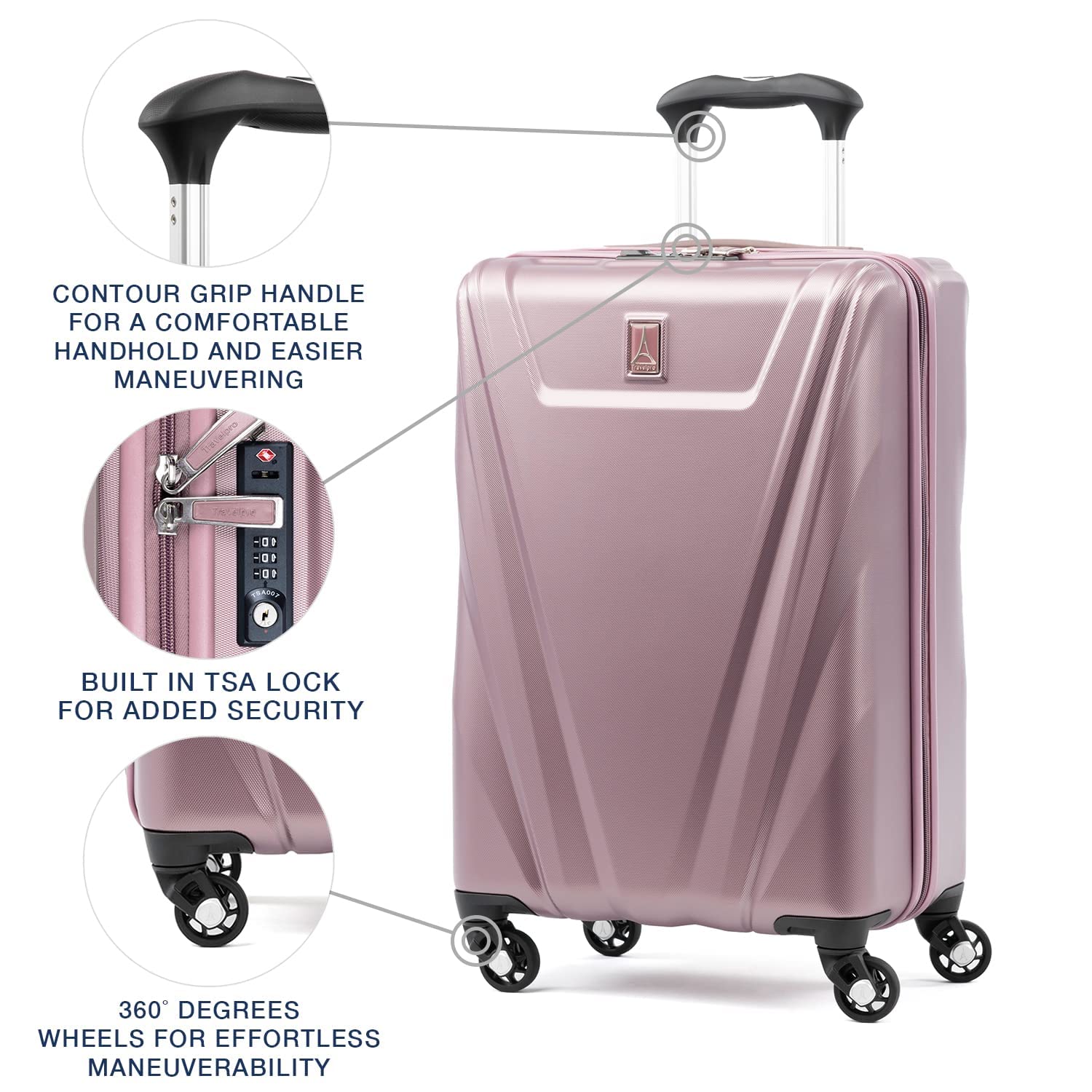 travelpro-maxlite-5-carry-on-hardside-spinner-21-inch-dusty-rose-non-expandable image 2