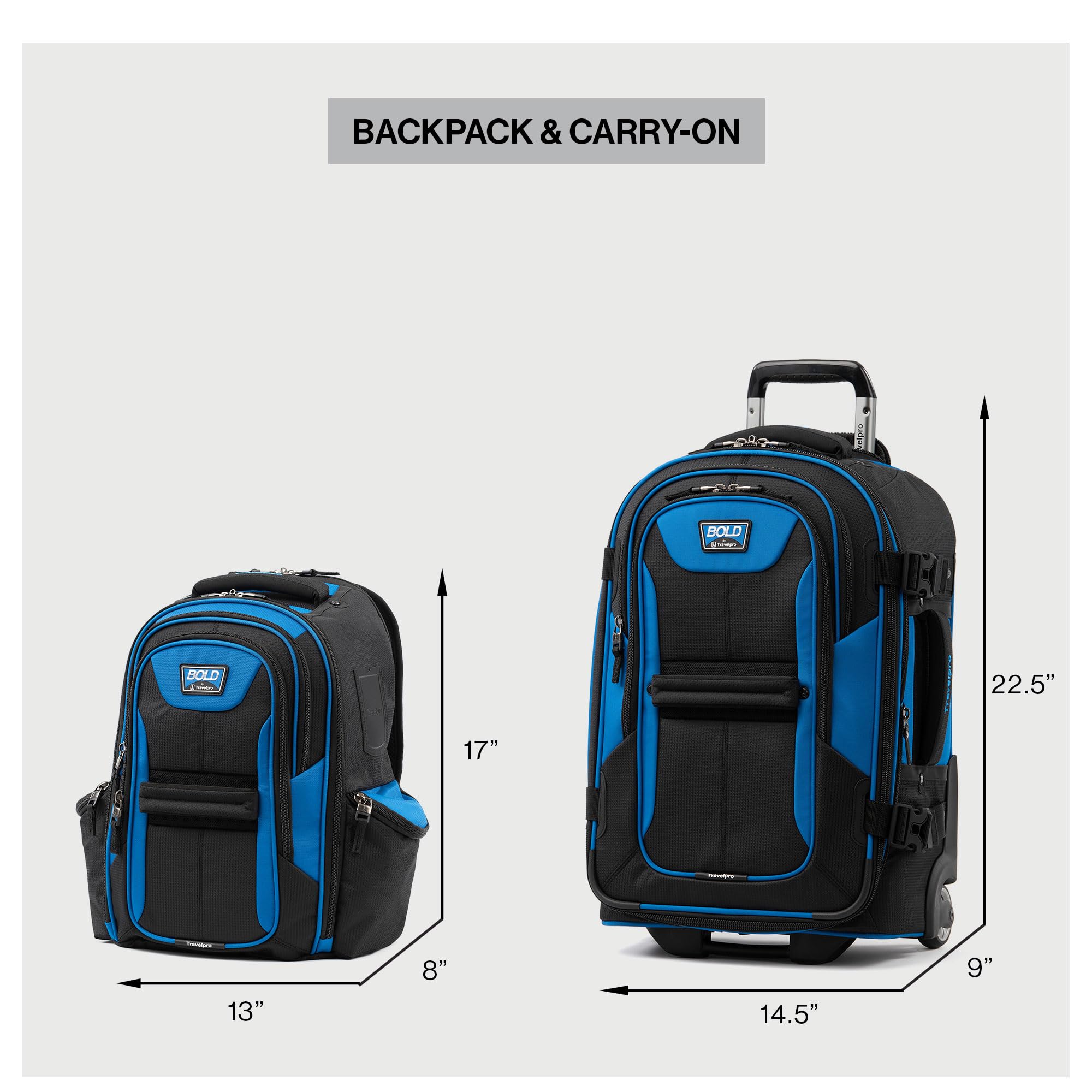 travelpro-bold-softside-2-piece-set-22-expandable-2-wheel-carry-on-backpack-blue image 2