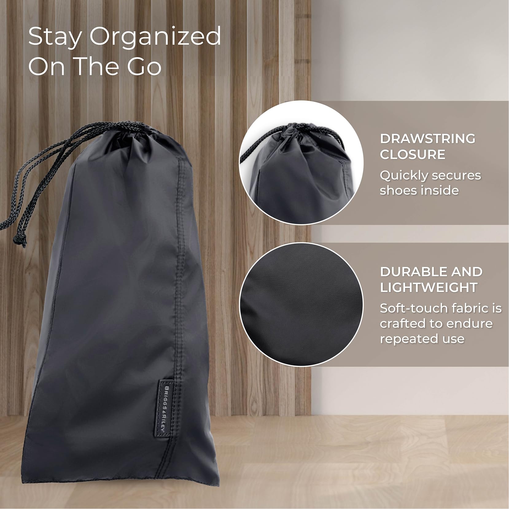 briggs-riley-travel-laundry-bag-with-drawstring-shoe-covers-pack-of-3-black image 5
