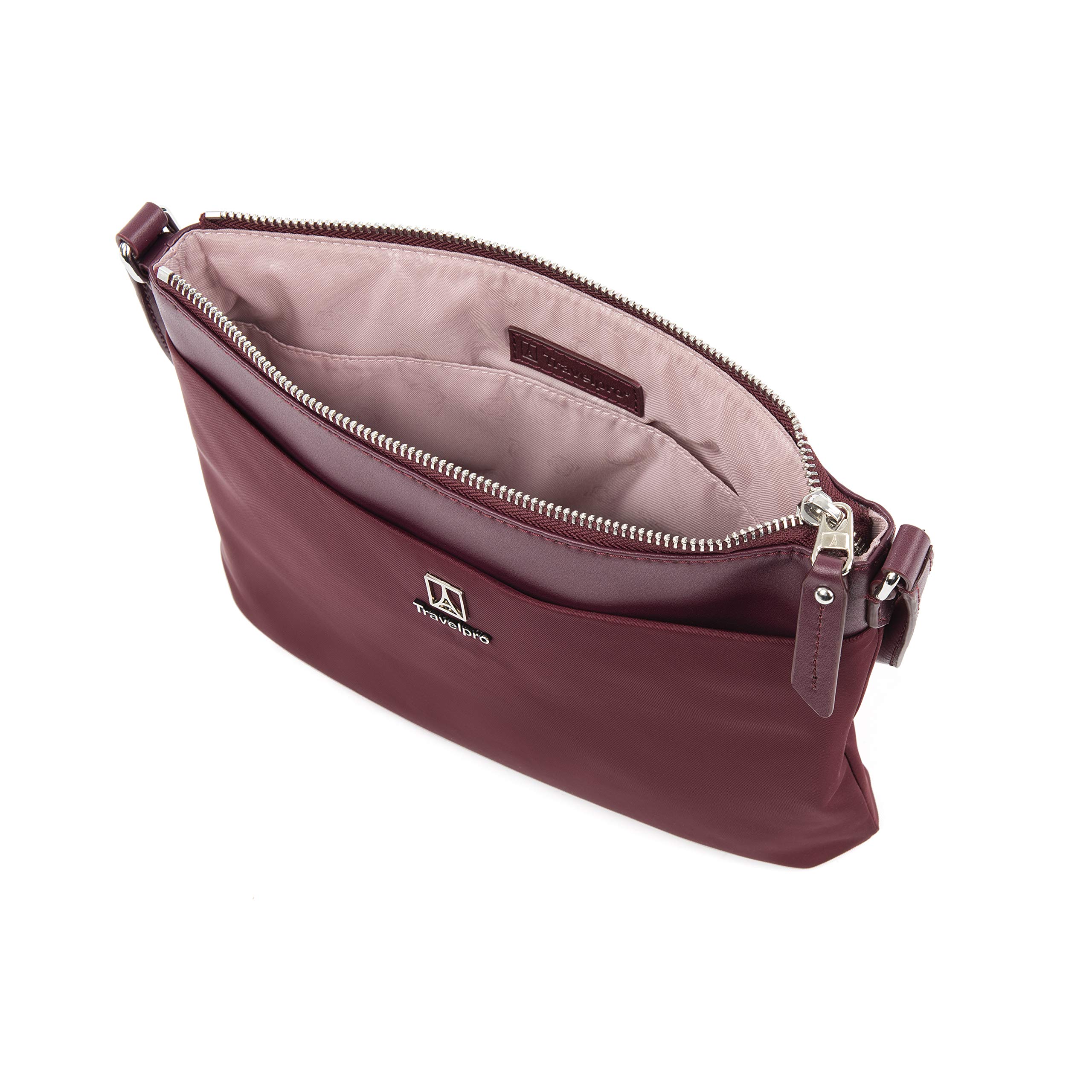 travelpro-platinum-elite-women-s-crossbody-lightweight-nylon-purse-with-leather- image 7