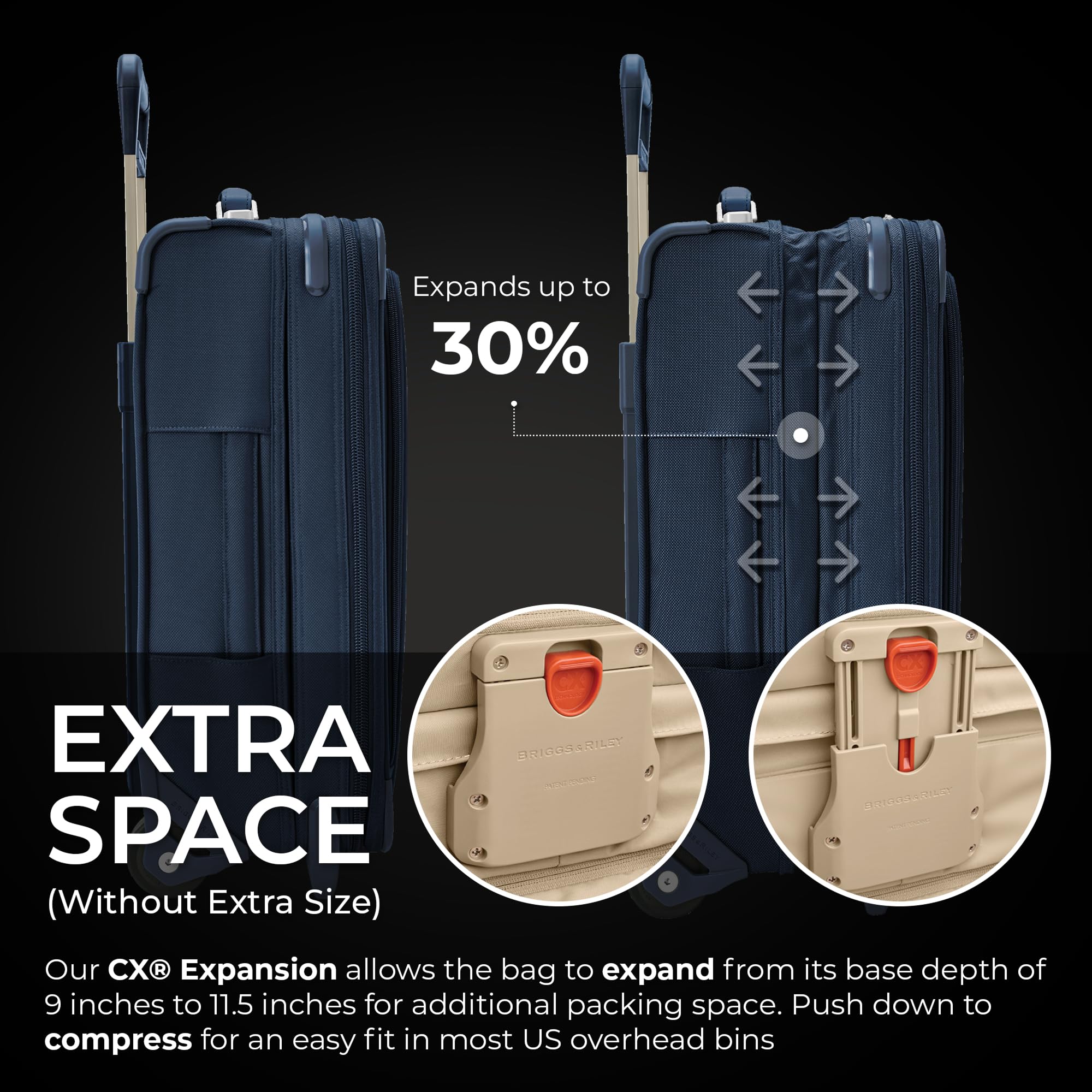 briggs-riley-essential-22-2-wheel-expandable-carry-on-baseline-collection-navy image 3