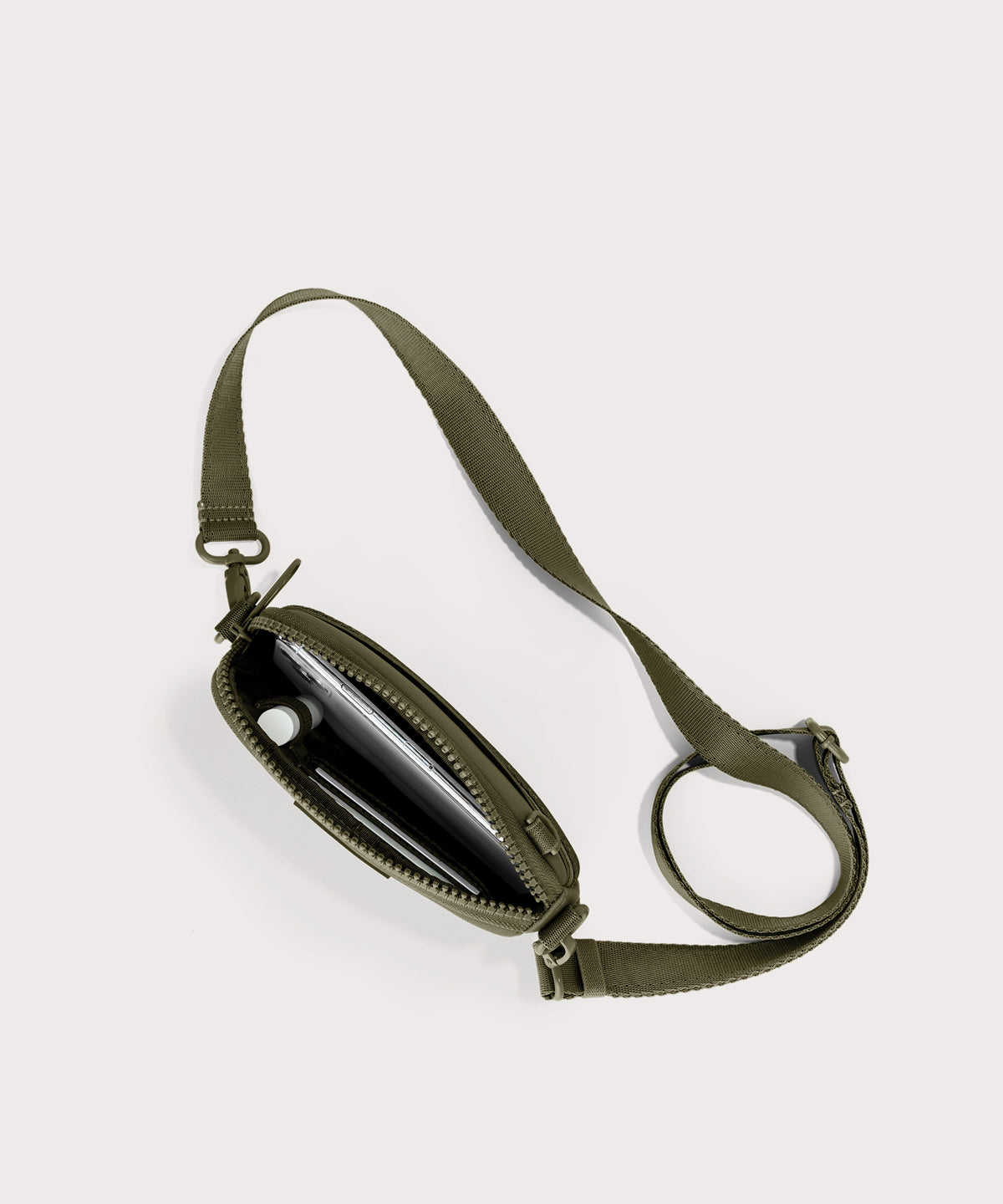 dagne-dover-mara-phone-sling-in-dark-moss-neoprene-sling-bag image 2