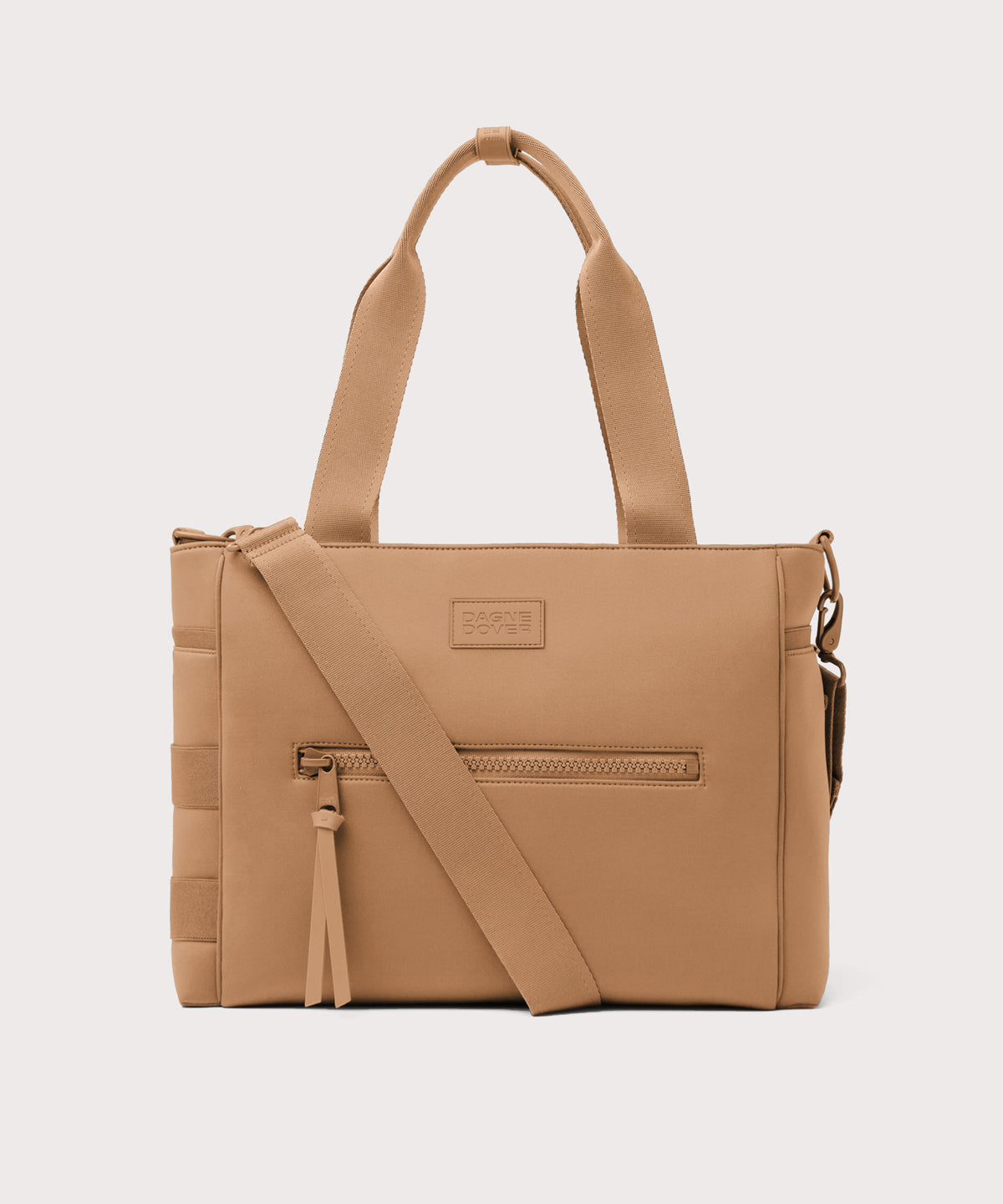 dagne-dover-wade-diaper-tote-in-camel-large-baby-bag-with-exterior-phone-pocket image 1