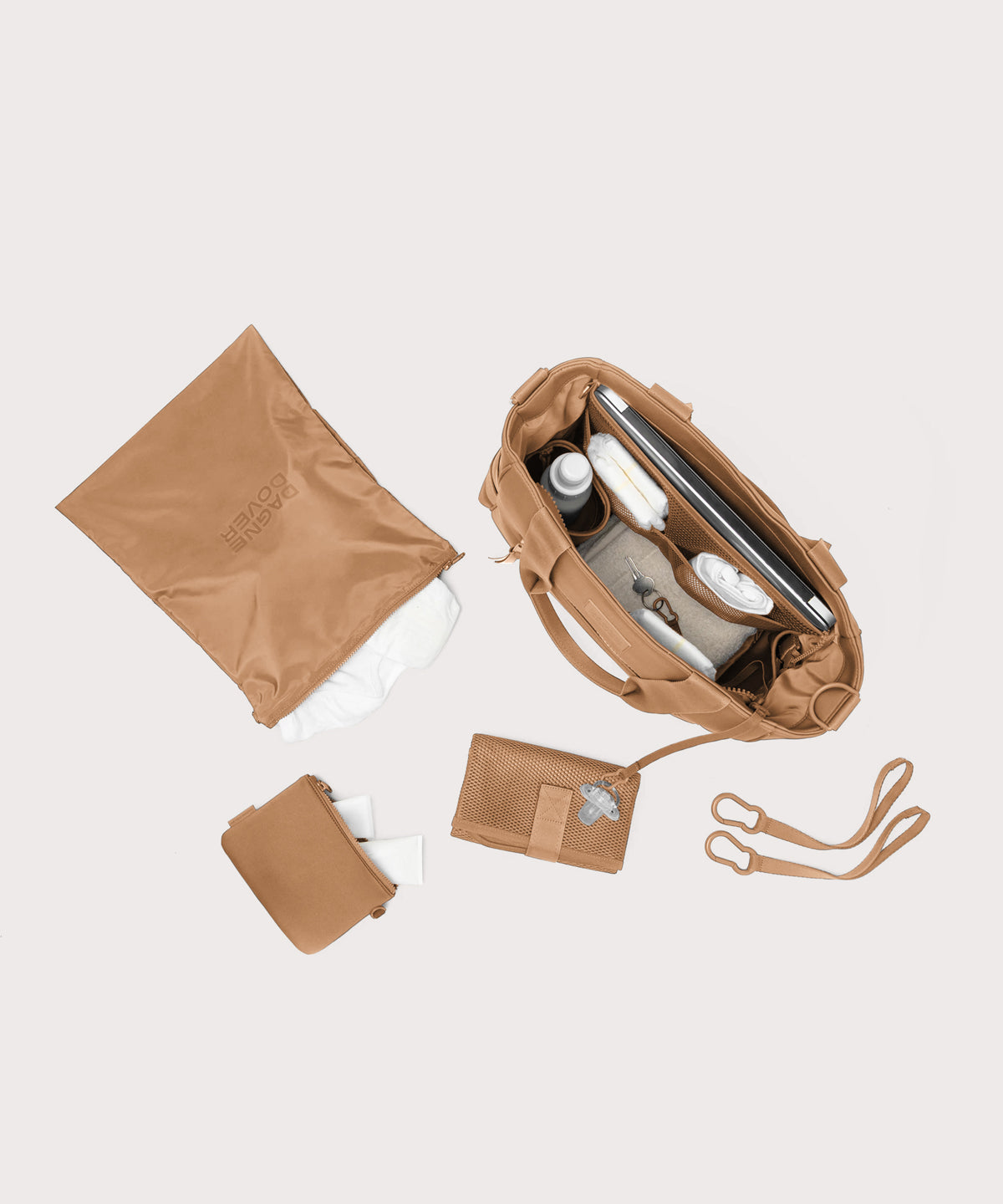 dagne-dover-wade-diaper-tote-in-camel-large-baby-bag-with-exterior-phone-pocket image 2