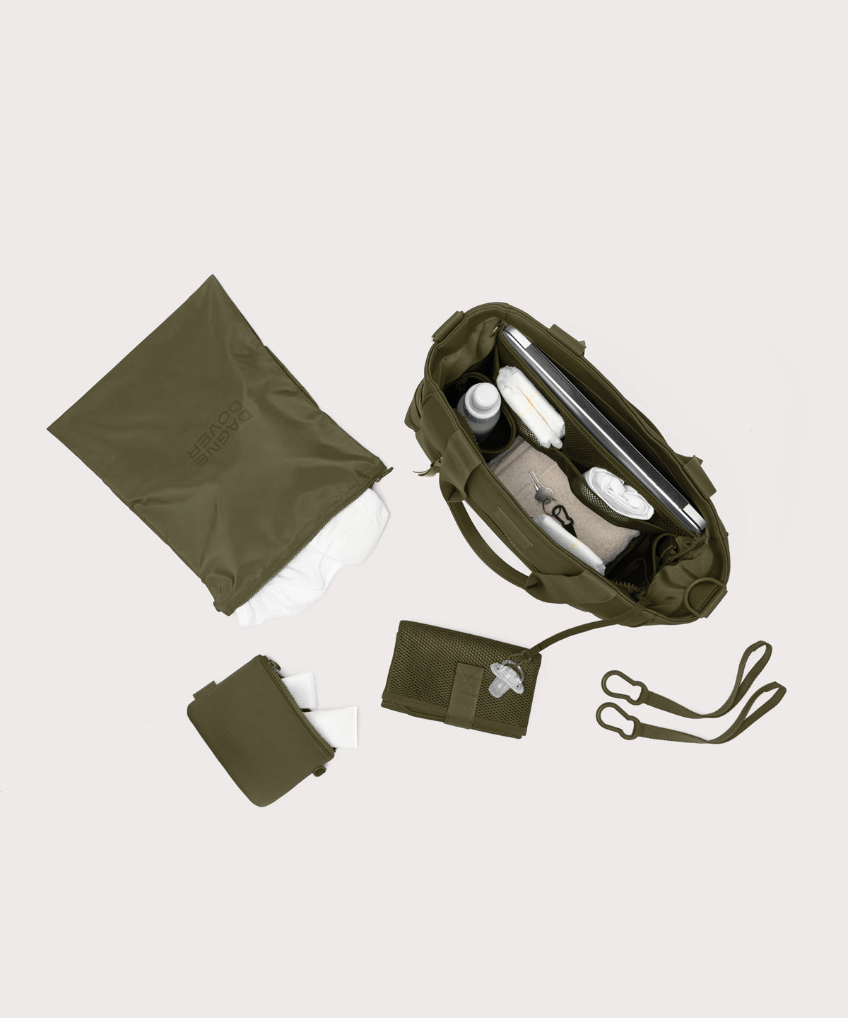 dagne-dover-wade-diaper-tote-in-dark-moss-large-baby-bag-with-multiple-pockets image 2