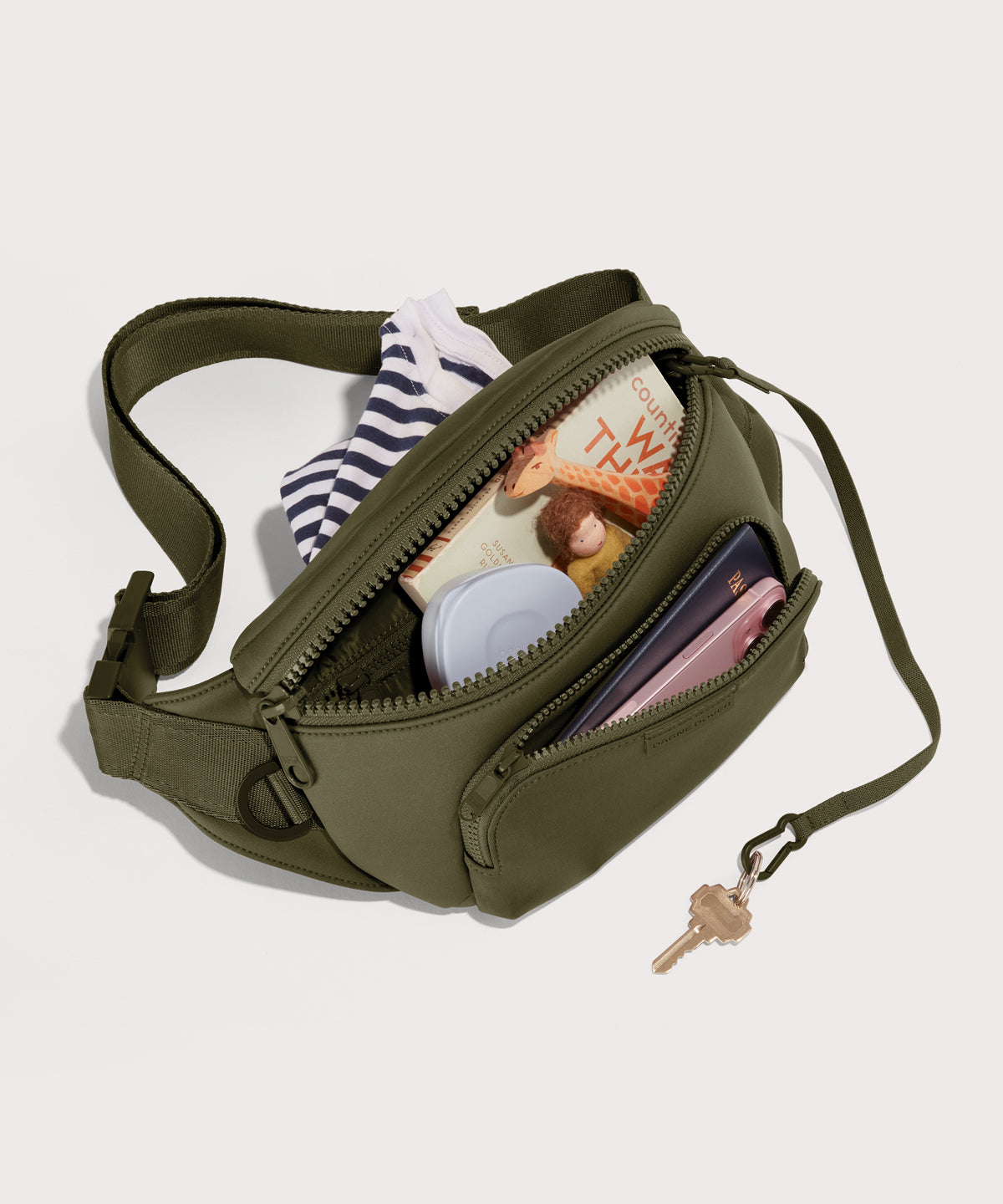dagne-dover-jax-large-fanny-pack-in-dark-moss-spacious-hands-free-bag-with-table image 2